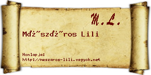 Mészáros Lili névjegykártya
